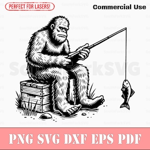 Bigfoot Fishing svg png dxf pdf eps / diseño gráfico vectorial corte impresión tinte sub láser grabar archivos digitales uso comercial
