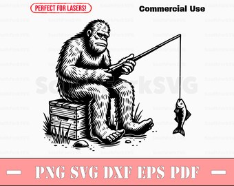 Pesca Bigfoot svg png dxf pdf eps | design gráfico vetorial corte impressão corante sub laser gravar arquivos digitais uso comercial
