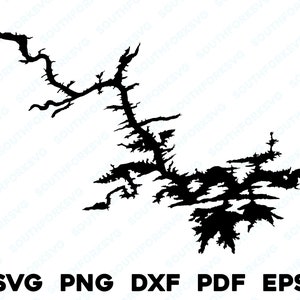 Mapa del lago Hamilton, Arkansas, silueta en forma de silueta, SVG, PNG, DXF, PDF, EPS, diseño gráfico vectorial, corte, grabado, archivo láser, imagen, navegación, lago, casa