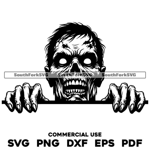 Peeking Zombie Head svg png dxf eps pdf | transparent vector graphic design cut print dye sub laser engrave files commercial use