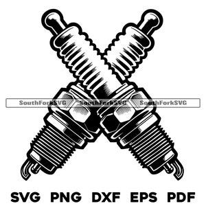 Mécanicien de bougies croisées svg png dxf eps pdf | graphique vectoriel découpé fichier laser clip art | Téléchargement numérique instantané, utilisation commerciale