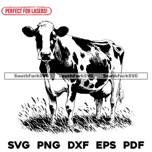 乳牛のシーンのレーザー彫刻ファイル svg png dxf eps pdf | ベクターグラフィックデザイン カットプリント ダイサブ CNC デジタルファイル 商用利用