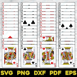 Conjunto completo de baralho de cartas 1 em camadas por cor | svg png dxf eps pdf | design gráfico vetorial corte impressão corante sub laser gravar arquivos digitais