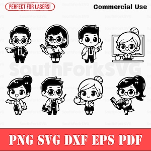 Teacher Chibi Bundle svg png dxf eps pdf | grafika wektorowa cięcie drukowanie barwnik sublimacyjny grawerowanie laserowe klipart do użytku komercyjnego