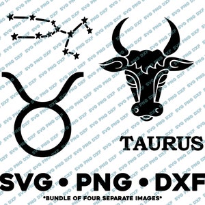 Taurus Sternzeichen Bundle SVG PNG DXF geschnitten Datei für Silhouette Cameo Sternzeichen Horoskop Konstellation Tarot Astrologie Geburtstag Erde Stier