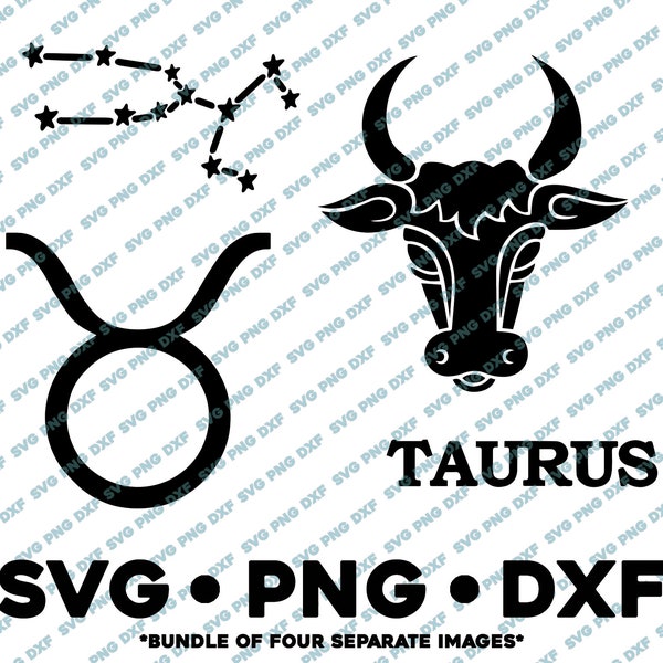 Taurus Zodiac Bundle SVG PNG DXF Cut File for  Silhouette Cameo Star Sign Horoscope Constellation Tarot Astrology Birthday Earth Bull