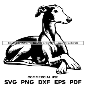 Windhondhond leggen gekruiste poten ontwerp svg png dxf eps pdf | vectorafbeelding snijbestand laserclipart | digitale download commercieel gebruik