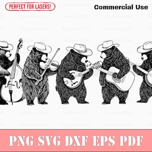 Black Bears Bluegrass Band svg png dxf eps pdf | laser engrave cut print files vector graphic clip art | instant download commercial use