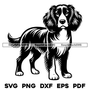Springer Spaniel Dog Standing Design | svg png dxf eps pdf | vector graphic cut file laser clip art instant digital download commercial use