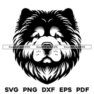 Chow Chow Hundekopf Design | svg png dxf eps pdf | Vektorgrafik Datei Laser Clip Art schneiden | sofortiger digitaler Download kommerzielle Nutzung