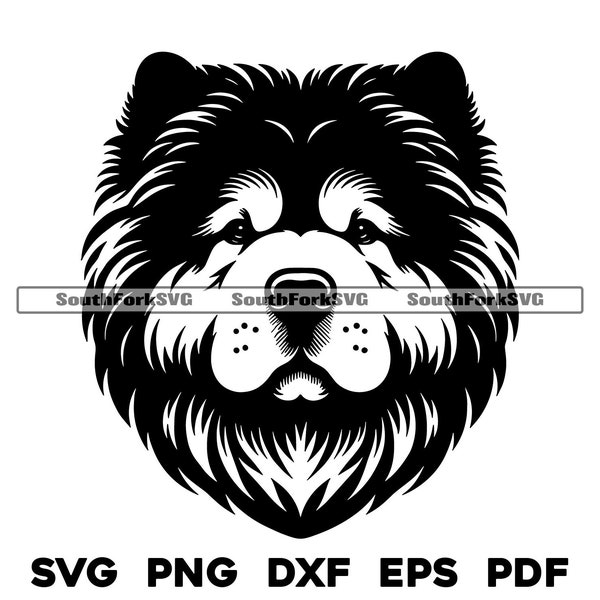 Chow Chow Dog Head Design | svg png dxf eps pdf | vector graphic cut file laser clip art | instant digital download commercial use