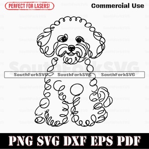 Bichon Frise Dog Line Art | svg png dxf eps pdf | vector graphic cut laser clip art | instant digital download commercial use