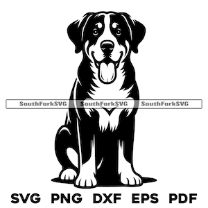 Großer Schweizer Sennenhund Sitzend Design 2 | svg png dxf eps pdf | Vektorgrafik Schnittdatei Laser Clip Art Sofortdownload Kommerziell nutzbar