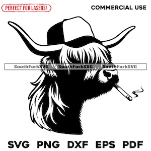 Gorra de camionero con diseño de vaca de las tierras altas, con diseño de salmonete, svg, png, dxf, eps, pdf, vector, gráficos, corte, impresión, sublimación de tinta, láser, grabado, cnc, archivos digitales, uso comercial
