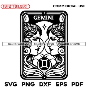 Tweelingen Tarotkaart ontwerp svg png dxf pdf eps | vector grafisch ontwerp gesneden print dye sub laser graveren digitale bestanden commercieel gebruik