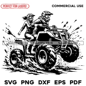 Paar auf ATV Quad 4 Four Wheeler svg png dxf eps pdf | Vektorgrafik Design Cut Print Dye sub Laser gravieren Digitale Dateien Kommerzielle Nutzung