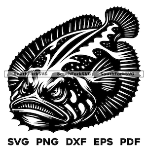 Angry Flounder Fish Design | svg png dxf eps pdf | transparent vector graphic design cut print dye sub laser engrave files commercial use