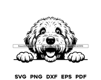 Peeking Goldendoodle Dog SVG + PNG Set – Golden Doodle Clipart ...