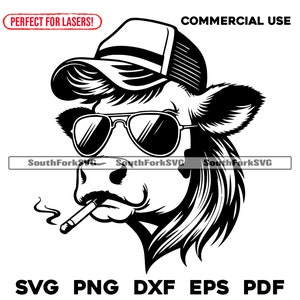 Gafas de sol de vaca, gorra de camionero con salmonete, svg, png, dxf, eps, pdf, diseño gráfico vectorial, corte, impresión, sublimación de tinta, grabado láser, archivos digitales cnc, uso comercial