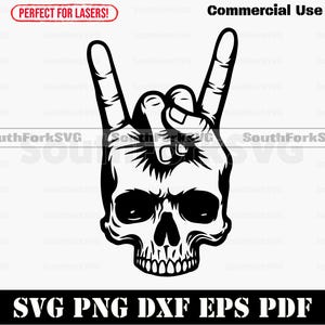 Tête de mort rock sur symbole svg png dxf eps pdf | graphique vectoriel découpé, impression, gravure laser, fichiers | Téléchargement numérique utilisation commerciale