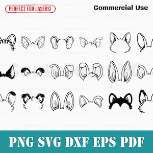 Simple Animal Ears Bundle svg png dxf eps pdf | vector graphic cut print dye sub laser engrave clip art commercial use