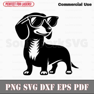 Teckel Weiner hond leggen zonnebril svg png dxf eps pdf vectorafbeelding knippen bestand laser illustraties | direct digitaal downloaden voor commercieel gebruik