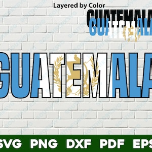 Guatemala National Flag Name Layered by Color svg png dxf eps pdf vector graphic design digital file Central America country world travel