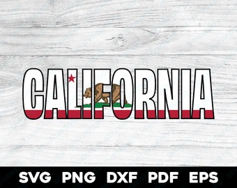 May include: A white, red and green California state flag with a bear and a star. The word "CALIFORNIA" is written in white letters on a red, white and green background.