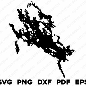 Lago Winnipesaukee New Hampshire Mapa Forma Silueta svg png dxf pdf eps vector diseño gráfico corte grabado archivo láser paseos en bote casa del lago
