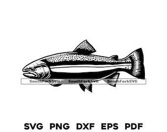 Trout Design Files | svg png dxf eps pdf | transparent vector graphic design cut print dye sub laser engrave files commercial use