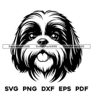 Shih Tzu Hundekopf Design | svg png dxf eps pdf | Vektorgrafik Datei Laser Clip Art schneiden | sofortiger digitaler Download kommerzielle Nutzung