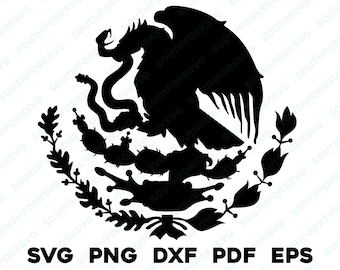 Mexico Coat of Arms Silhouette svg png dxf eps pdf transparent vector graphic design digital cut file clipart dye sub laser engraving image