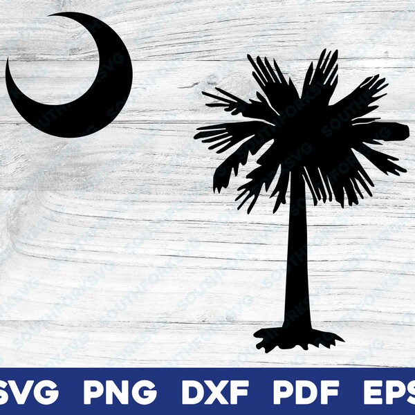 South Carolina State Flag Palm Tree Moon svg png dxf vector graphic design digital file U.S. 50 State Flags USA America United States Flag 2