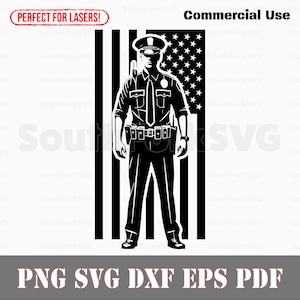 Police Officer American Flag svg png dxf eps pdf | laser cut print dye sub cnc vector graphic design | digital files download commercial use