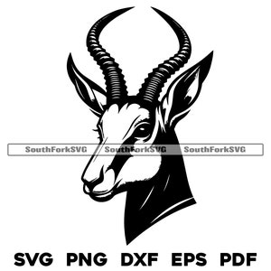 スプリングボック スプリングバック アンテロープ ヘッド svg png dxf eps pdf | ベクター グラフィック カット プリント ダイ サブ レーザー クリップ アート デジタル ダウンロード 商用利用