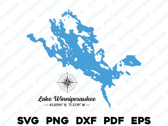 Lake Winnipesaukee New Hampshire Map Shape Silhouette Svg Png - Etsy