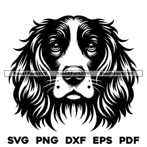 Springerspaniël hondenkop | svg png dxf eps pdf | vectorafbeelding snijbestand laserclipart | direct digitaal downloaden voor commercieel gebruik