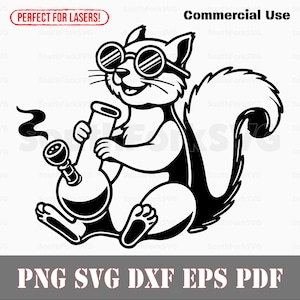 Eichhörnchen raucht Bong svg png dxf pdf eps | Vektorgrafik Design Cut Print Dye sub Laser graviert digitale Dateien kommerzielle Nutzung