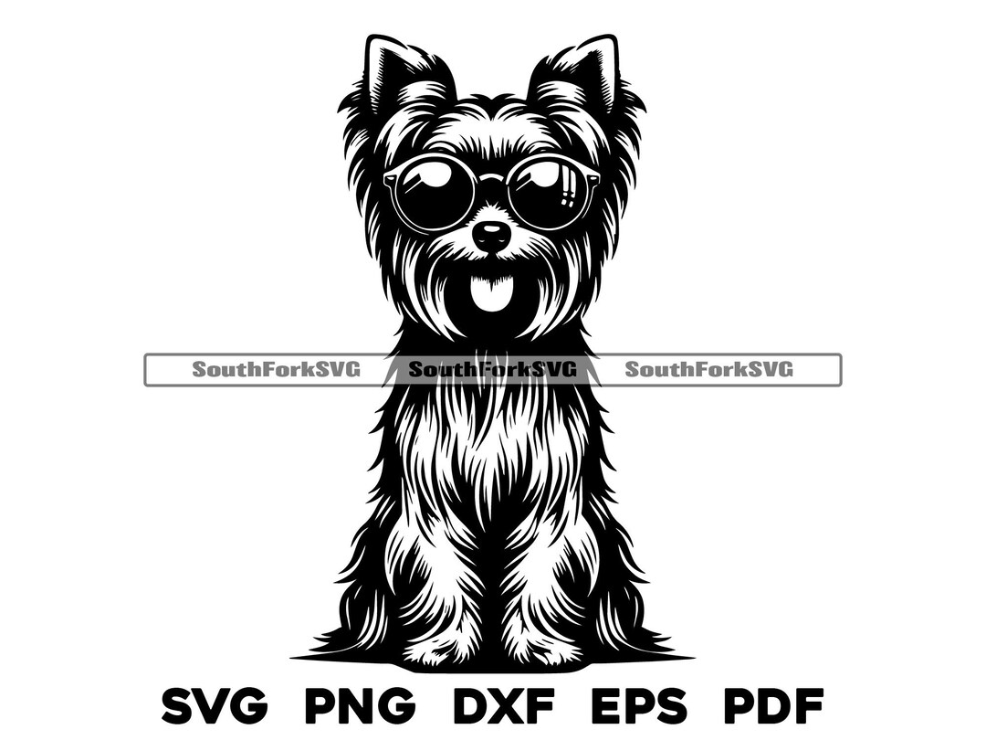 Yorkshire Terrier Dog Wearing Sunglasses Svg Png Dxf Eps Pdf Vector ...