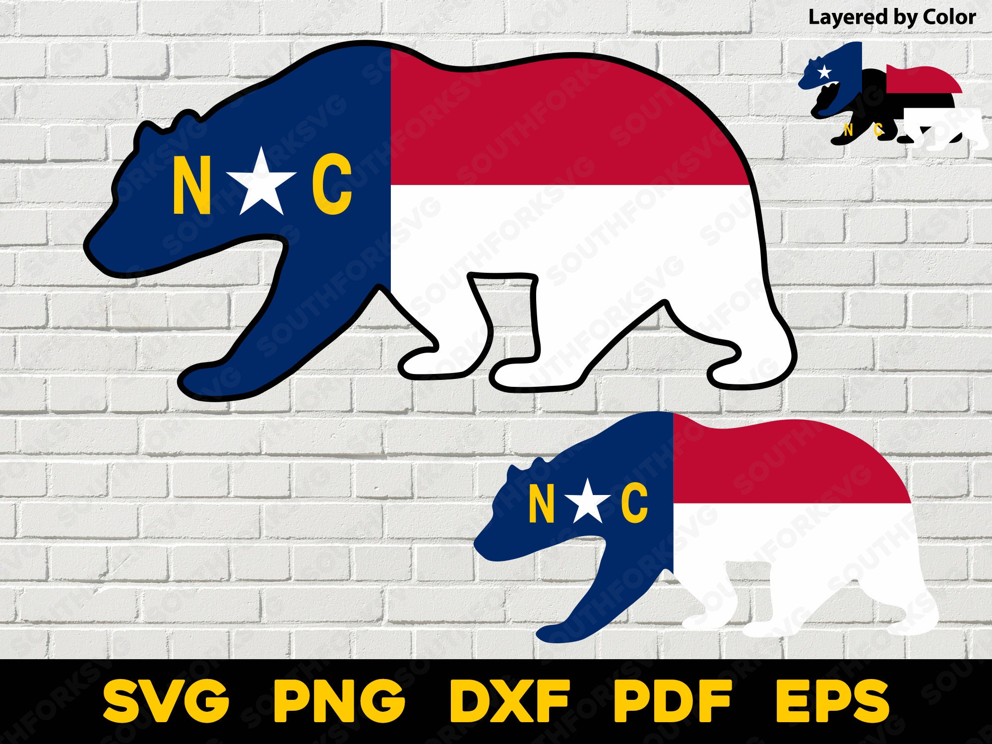 North Carolina Flag Bear Layered Svg Png Dxf Eps Pdf | Vector Graphic ...