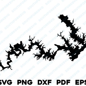 Lake James North Carolina Karte Form Silhouette svg png dxf pdf eps Vektorgrafik geschnitten Gravur Laser-Datei Bild Boot See Haus