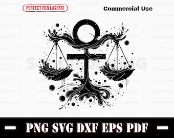 Black Ink Libra Zodiac Sign Symbol svg png dxf pdf eps | vector graphic design cut print dye sub laser file commercial use