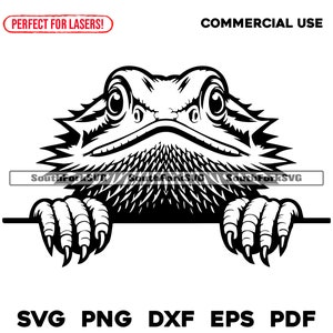 Peeking Bearded Dragon Head | svg png dxf eps pdf | vector graphic cut file laser clip art | instant digital download commercial use