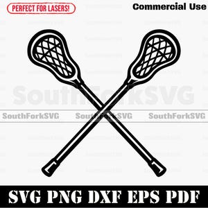 Crossed Lacrosse Sticks svg png dxf pdf eps | Cut Print Laser Digital File | Instant Download Commercial Use