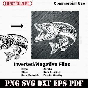 Inverted Northern Pike svg png dxf eps pdf | vector graphic cut print laser engrave etch instant download commercial use