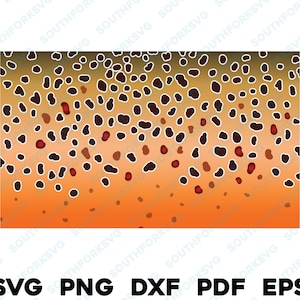 Wzór skóry pstrąga brunatnego ciemny svg png dxf eps pdf tęczowy strumień brązowy złoty pstrąg mucha wędkarstwo projekt wektor wędkarstwo polowanie na zewnątrz