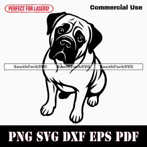 Mastiff bedelen svg png dxf eps pdf | vectorafbeelding stencil gesneden bestand laser clip art print instant digitale download commercieel gebruik