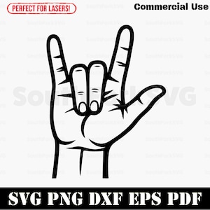ASL I Love You Sign Language Hand svg png dxf eps pdf | vector graphic cut file laser clip art | instant digital download commercial use