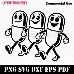 Happy Pill Friends svg png dxf pdf eps | vector graphic design cut print dye sub laser engrave digital files commerial use