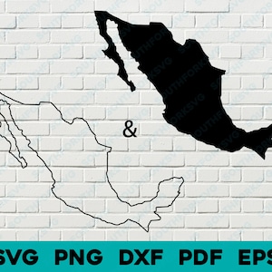 Mexique pays 2 Silhouette & contour formes svg png dxf pdf eps vector design graphique coupe gravure fichier laser image formes carte Amérique